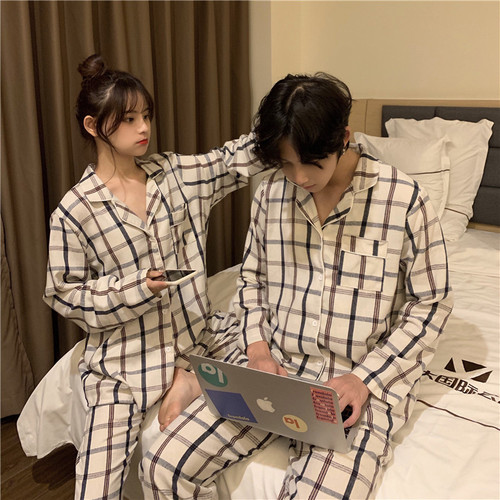 Real shot real price Korean version large size frosted couple autumn and winter loose leisure comfortable home clothes Pajama Set