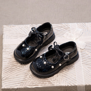 真皮女童公主鞋2026新款春季儿童小皮鞋黑色单鞋女孩配裙子乐福鞋