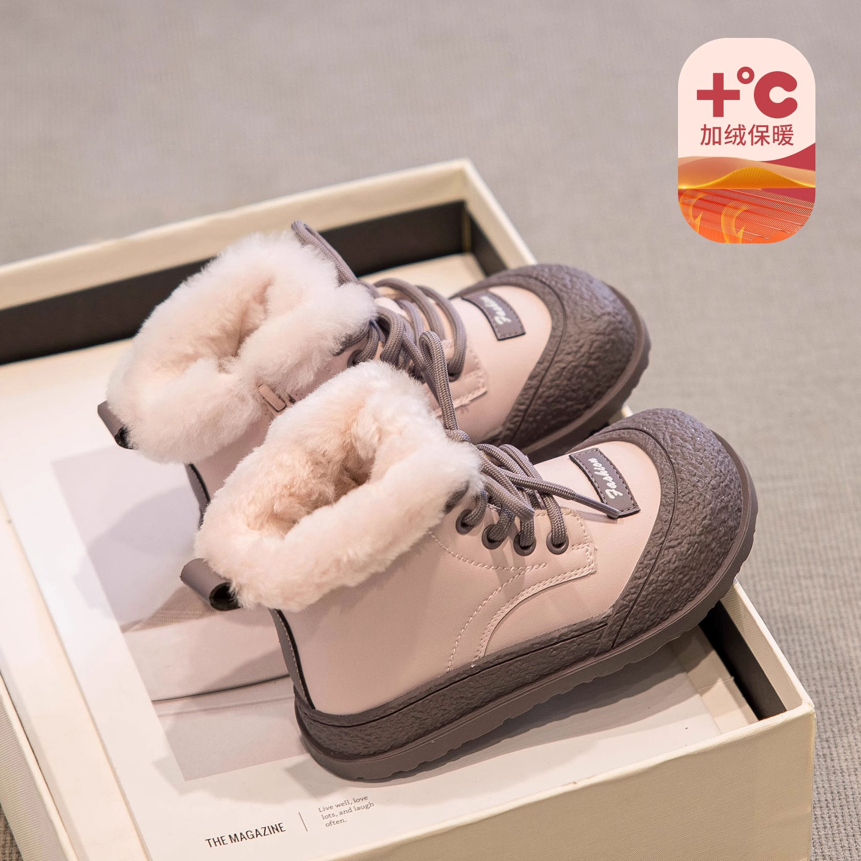 真皮女童雪地靴女孩加绒大棉鞋