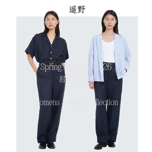 藏青铜氨翻脚西裤 裤 遥野