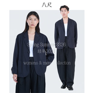八尺 外套冬季 藏青羊毛衬衫 夹克男女休闲西装 上衣日本进口 西装