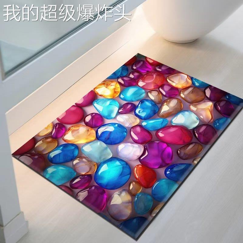 鹅卵石室软防滑硅藻泥水卫生间速TMN吸干门口浴地门垫进厕所脚垫