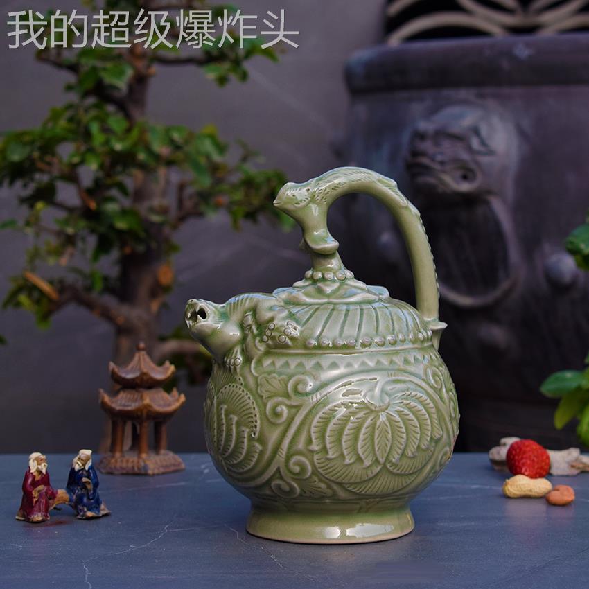 龙凤倒装壶倒流壶凤鸣壶两心壶戒盈杯耀州青瓷茶具会议西安礼品