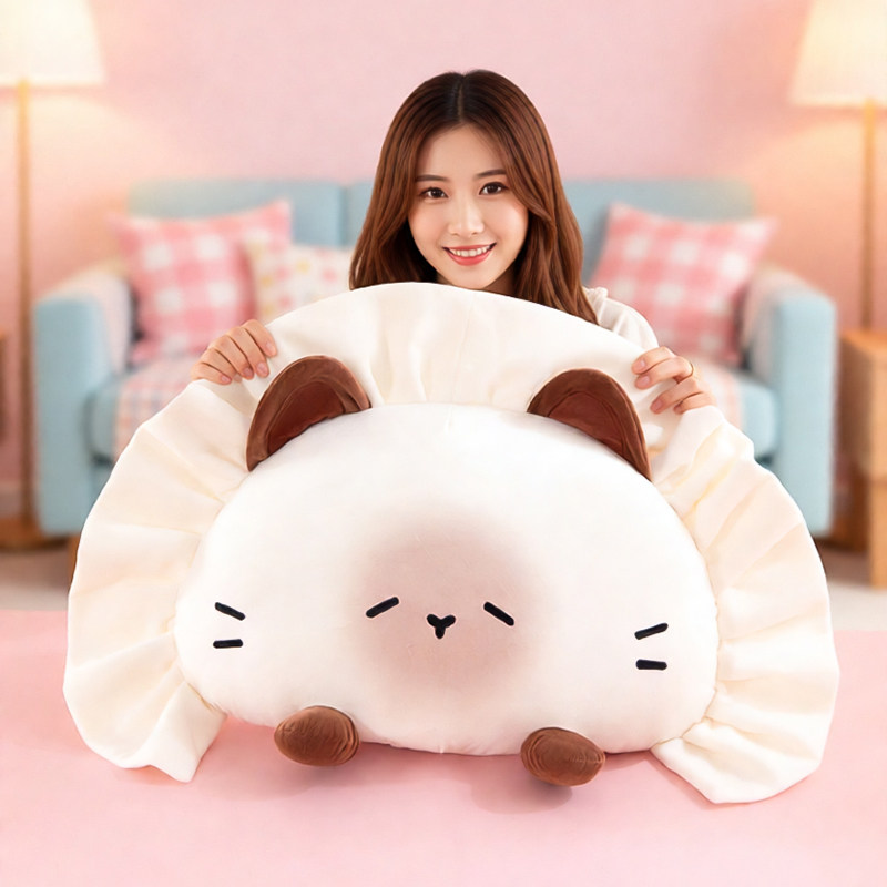 大号可爱猫咪水饺抱枕毛