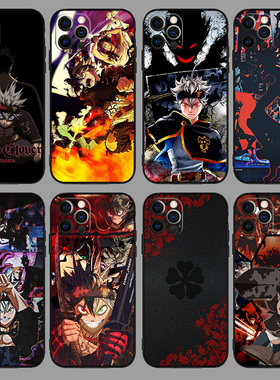 黑色四叶草阿斯塔12液态硅胶手机壳适用X小米11苹果PRO华为NOVA56