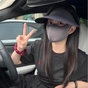 关键创意遮阳帽口罩面罩一体高颜值女生遮阳防晒帽 防晒是美白