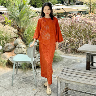 厅唐TINGTANG 手工金线中式 套装 女刺绣上衣半裙两件套 非遗文化