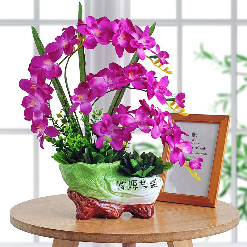 仿真假花发财花吉祥红掌客厅盆景盆栽塑料假花绿植摆件