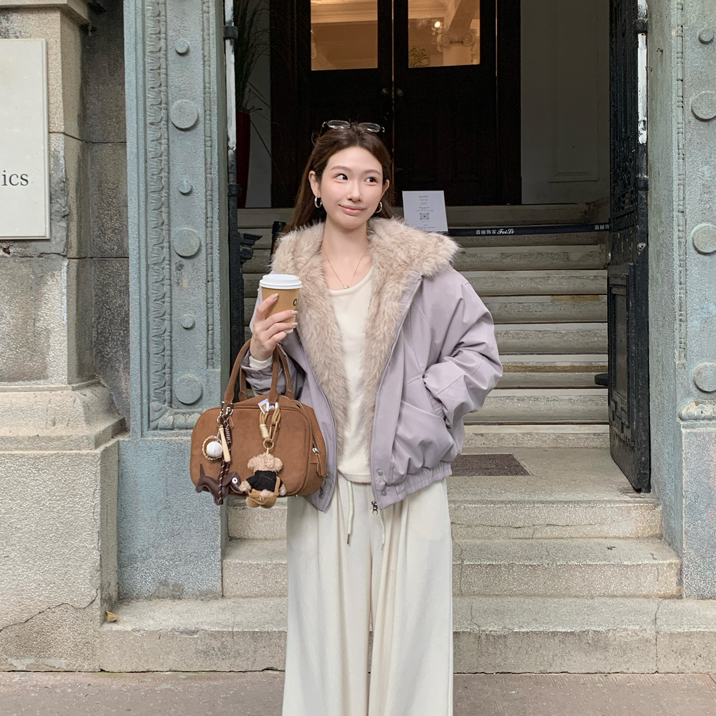 国潮羽绒座山雕2025冬季短款cleanfit保暖加厚情侣款毛领棉衣外套