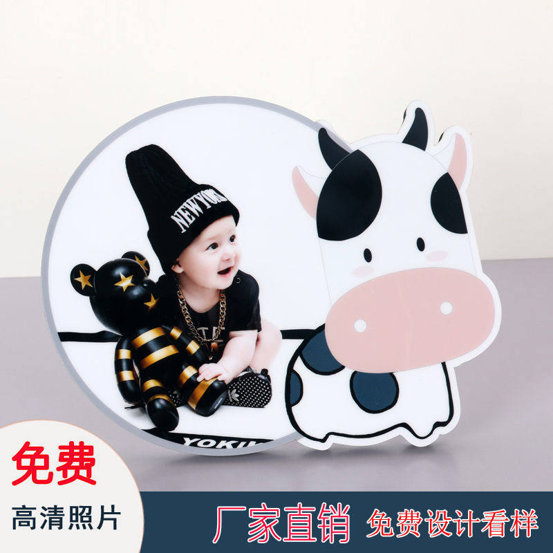 十二生肖大韩水晶摆台定制宝宝儿童相框洗照片做成相框创意摆件牛