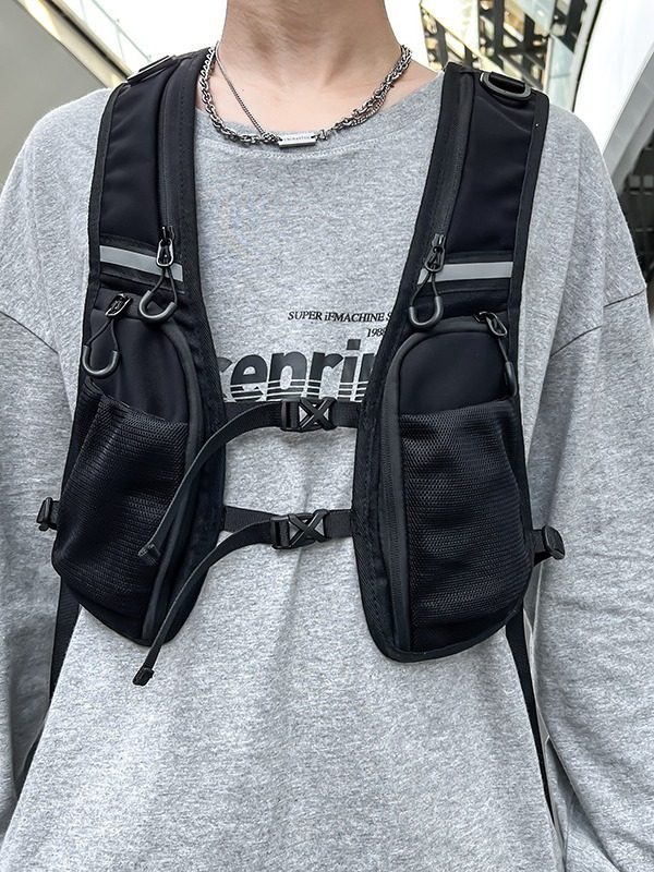 RUNNING VEST BAG COOL DARK FUNCTIONAL WIND TACTICAL CARGO VEST VEST BAG REFLECTIVE LIGHT RIDING RUNNING