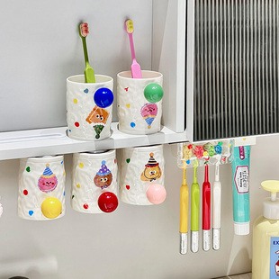 多巴胺磁吸牙刷架磁吸倒挂漱口杯子牙膏挂架壁挂电动牙刷架置物架