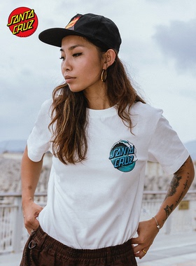 美国Santa Cruz滑板服饰海浪logo夏季t恤男女宽松纯棉复古风短袖