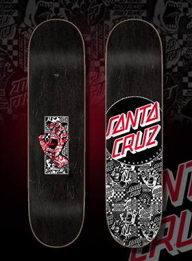 美国Santa Cruz双翘滑板Hard Rock系列黑底拼接经典logo专业板面