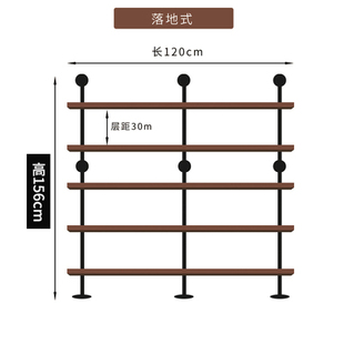 定制工业风墙上水管置物架铁艺壁挂式 实木收纳架创意上墙一字隔q.