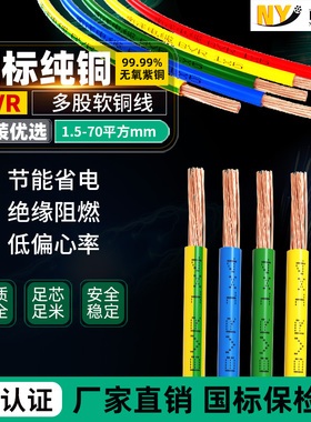 南洋 电线国标家用家装BVR 1.5/2.5/4/6/10/16平方铜芯多股软线