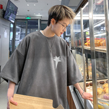 T263-P30控48220克夏季港风麂皮绒星星下坠印花潮流短袖T恤，男装T恤，电商A058-1（原电商C417）