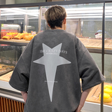 T263-P30控48220克夏季港风麂皮绒星星下坠印花潮流短袖T恤，男装T恤，电商A058-1（原电商C417）
