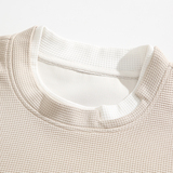 WY143-P45控68秋季华夫格假两件圆领卫衣外套男，女装短外套，电商A058-1（原电商C417）