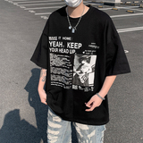 T255-P30控48夏季欧美高街宽松字母人物印花短袖T恤男，男装T恤，电商A058-1（原电商C417）