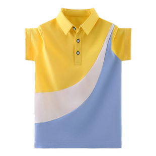 男童短袖polo衫2024夏季新款t恤中大童翻领儿童上衣带领纯棉男孩