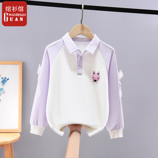 女童春装2026新款儿童女大童POLO衫带领上衣女孩童装体恤长袖t恤