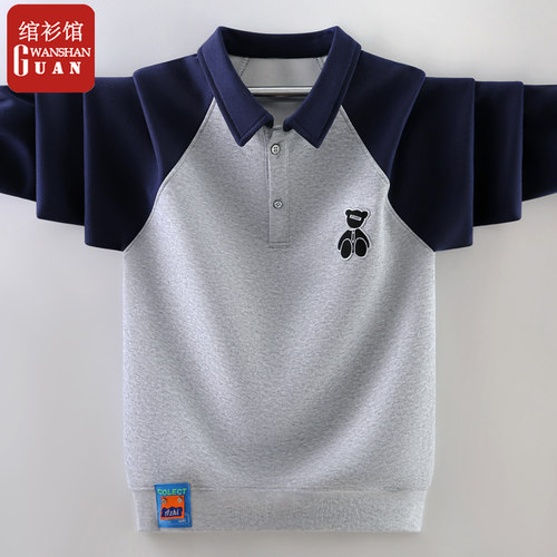 儿童长袖t恤polo衫男童卫衣翻领