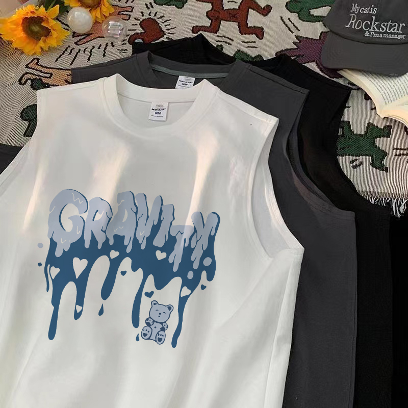 运动背心男士潮牌ins纯棉跨栏砍袖汗衫外穿薄款夏季无袖t恤情侣装