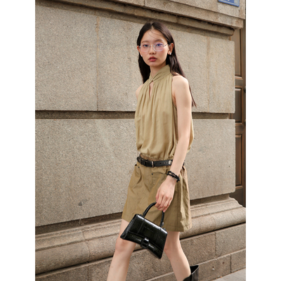 素舶  新中式无袖中长连衣裙