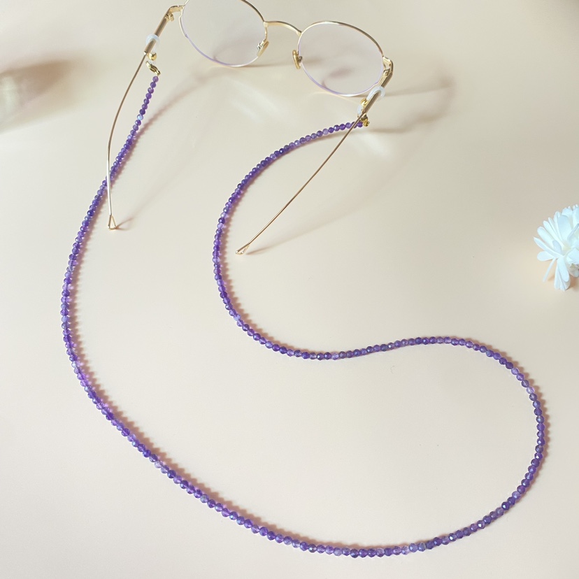 高级天然紫水晶眼镜链时尚优雅手工制作口罩耳机墨镜百搭眼镜配饰