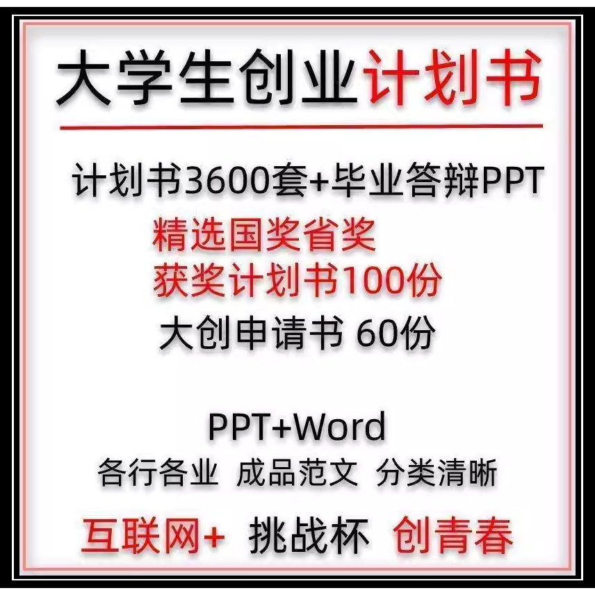 大学生创新创业大赛项目计划书精选范文模板大创挑战杯申报书模板