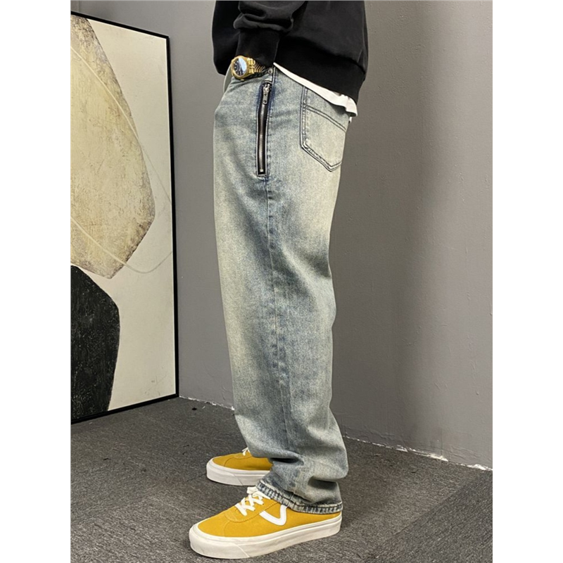 特大码300斤春秋季休闲痞帅复古拉链牛仔裤男士宽松潮牌阔腿长裤2,男装,牛仔裤,淘宝优惠券,粉丝福利购,淘宝优惠卷