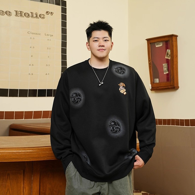 2025新款大码男装胖子秋圆领卫衣