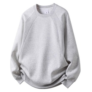 圆领衣服宽松正肩外套 型卫衣男春秋潮牌无帽长袖 大码 300斤boxy版