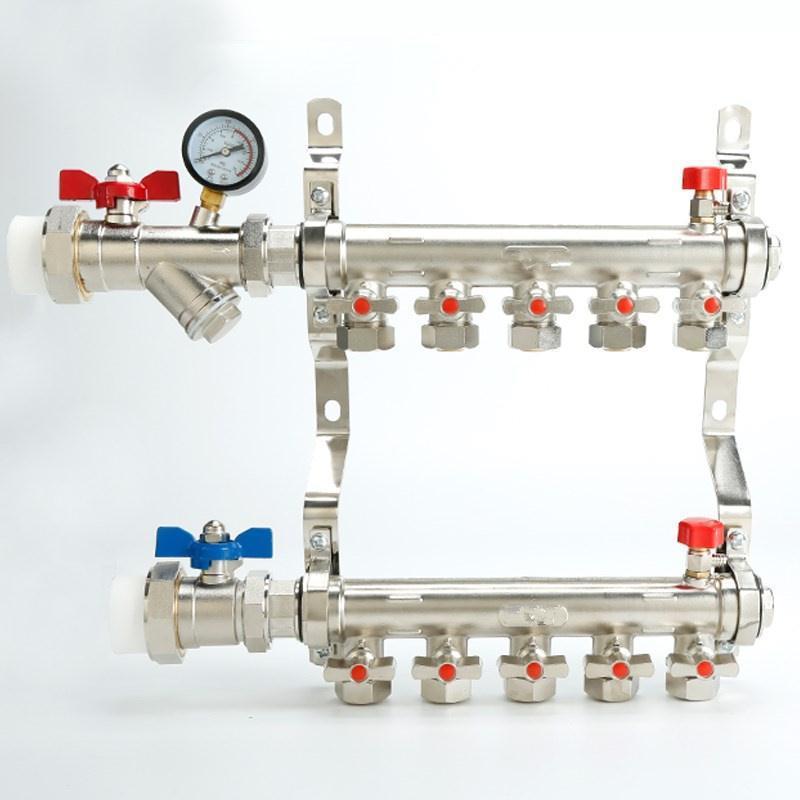 地暖分水器黄铜分集水器地热分水器1寸DN25分水器主阀门ppr过滤阀 机械设备 其他机械设备 原图主图