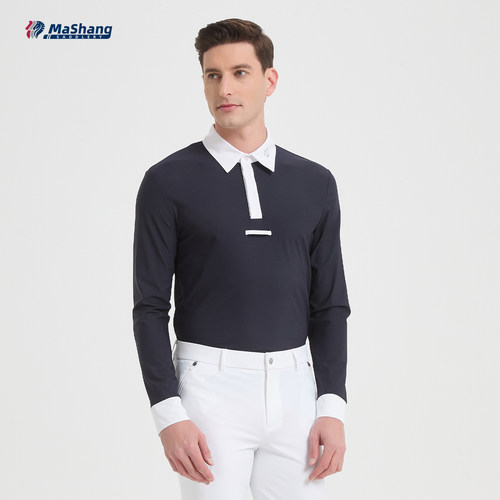 玛尚马具马术T恤男款舒适亲肤骑马比赛长袖速干T恤马术装备LSM529