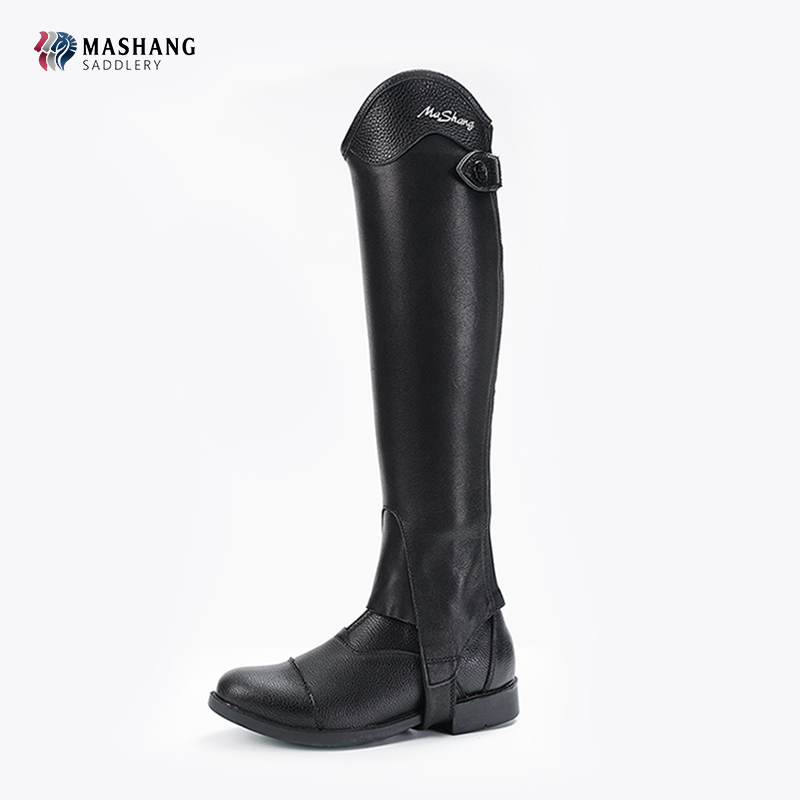 玛尚儿童牛皮马术护腿