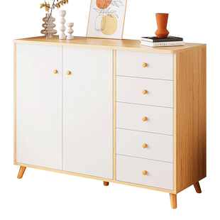 五斗柜卧室客厅靠墙实木腿落地置物柜家用组合餐边收纳柜储物柜子