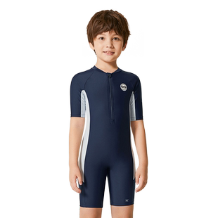 Keep儿童泳衣男童连体亲肤速干专业防晒训练游泳套装男孩子泡温泉