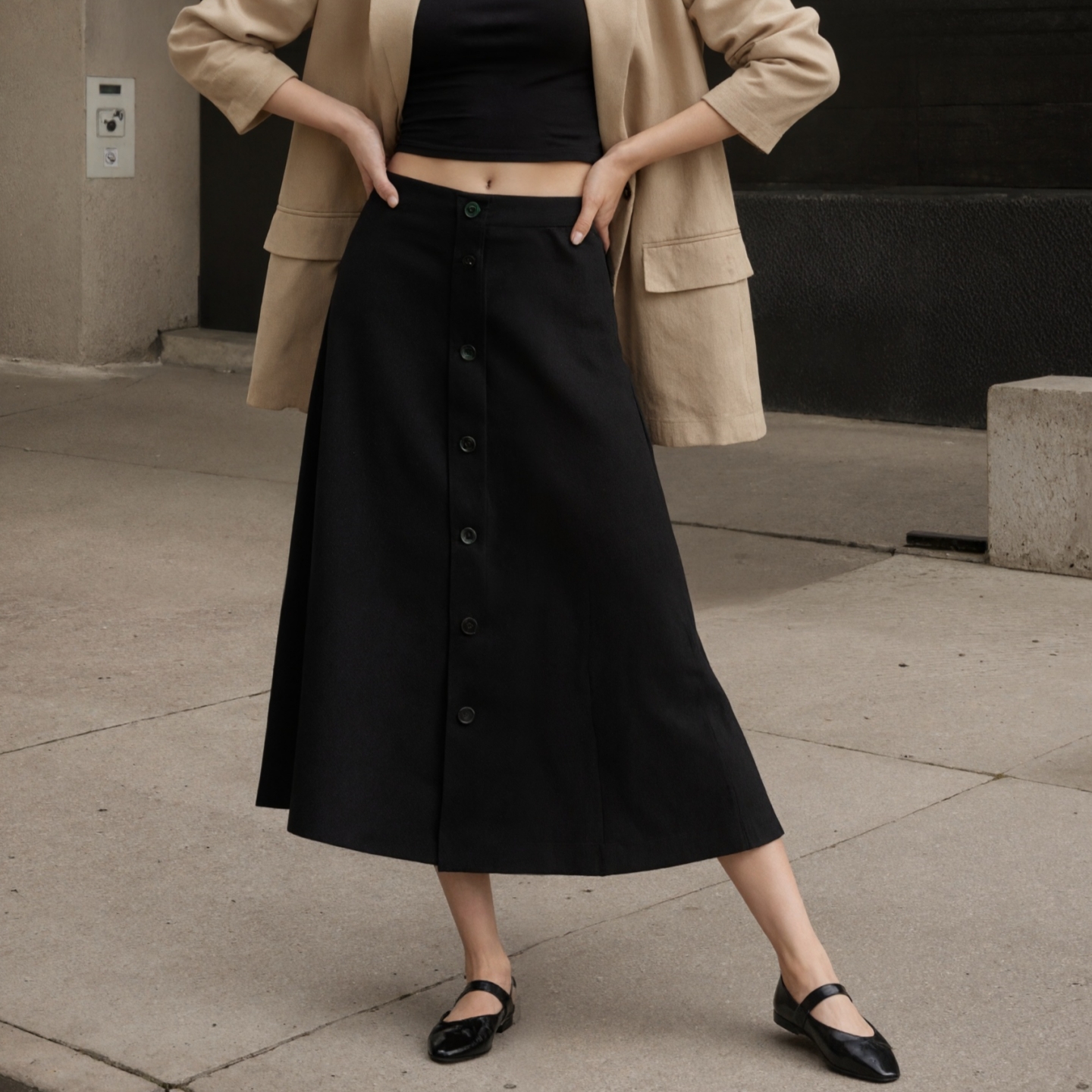 全棉高腰半身裙大牌同款