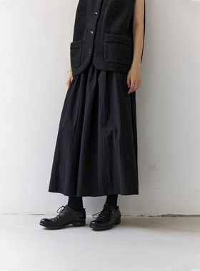 MSL肌理感水洗天丝棉麻裙裤松紧腰宽松阔腿9分裤春夏百搭新款