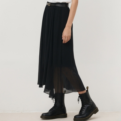 春季新款肌理雪纺半身裙