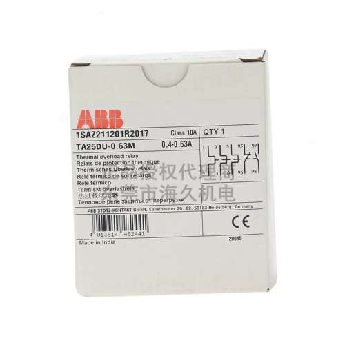 ABB热过载继电器 TA25DU-0.63M 0.4A-0.63A可调；1SAZ211201R2017