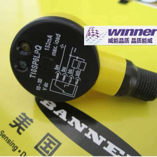 美国BANNER邦纳T18SP6LPQ 镜反式光电感测器，，安装方便坚固耐用