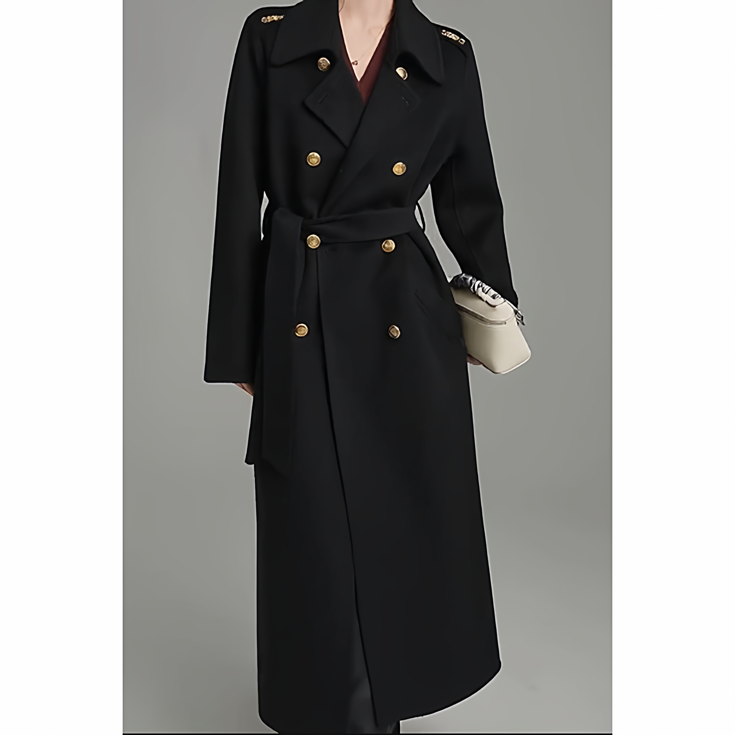 韩版时尚气质长款双面羊毛大衣女