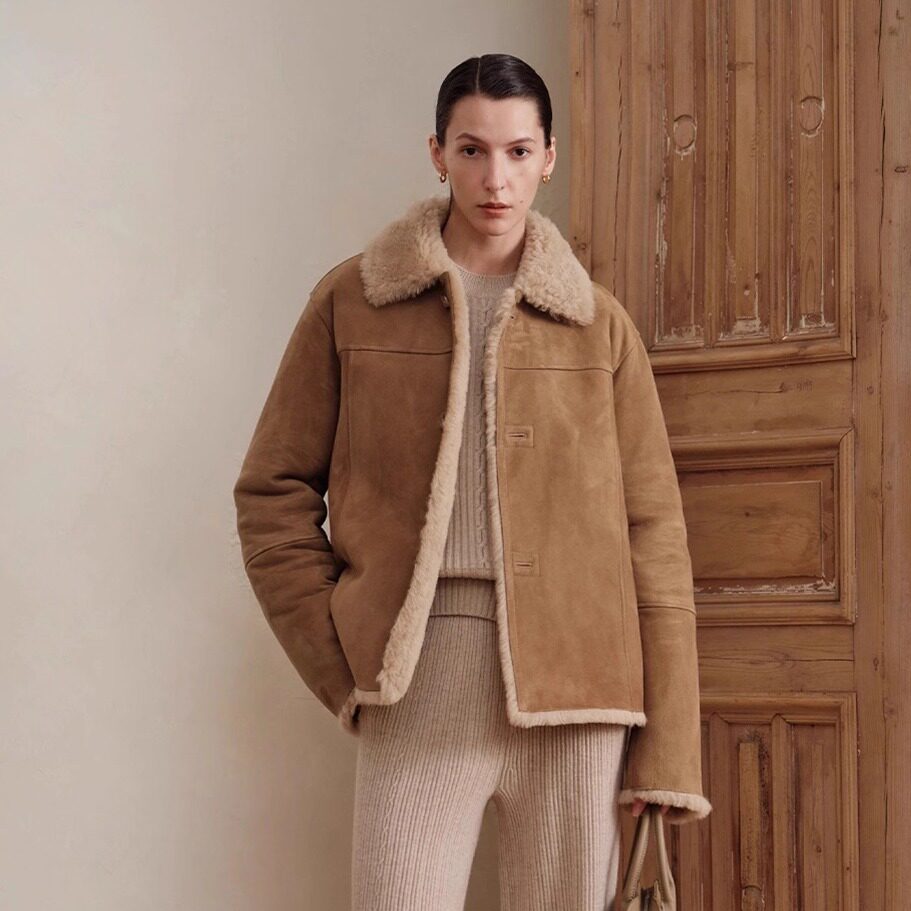 经典短款两面穿皮毛一体羊毛外套
