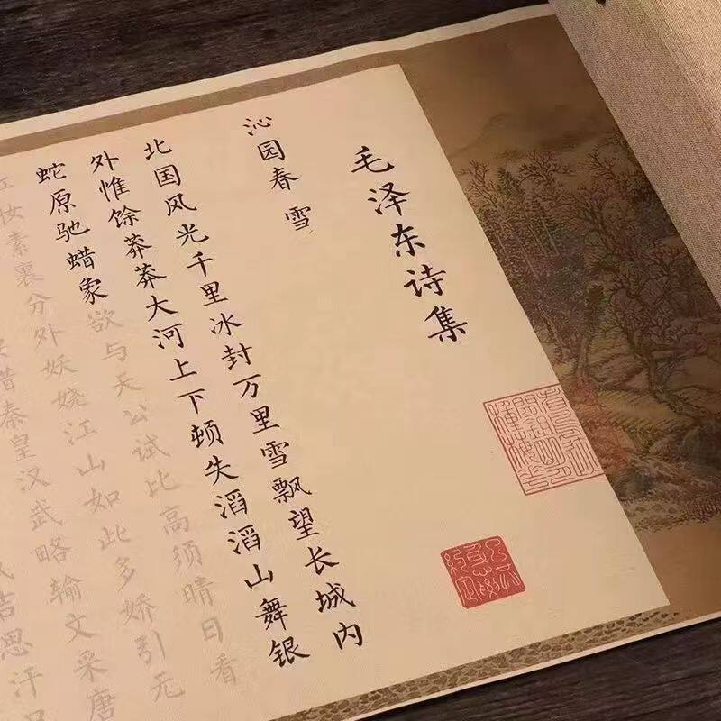 毛泽东诗集簪花小楷长卷描红字帖