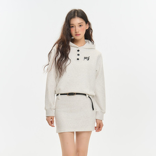 新款 秋季 同情学院风针织连衣裙休闲连帽卫衣裙女 ers联名款 Pink