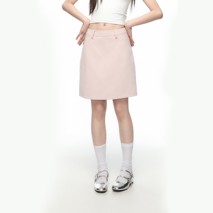 新款 粉色半身裙女夏季 高腰显瘦百搭a字短裙包臀裙 ers联名款 Pink