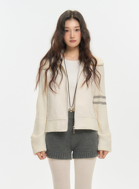 Pinkers联名款韩系复古针织拼接夹克外套女秋宽松休闲百搭上衣女